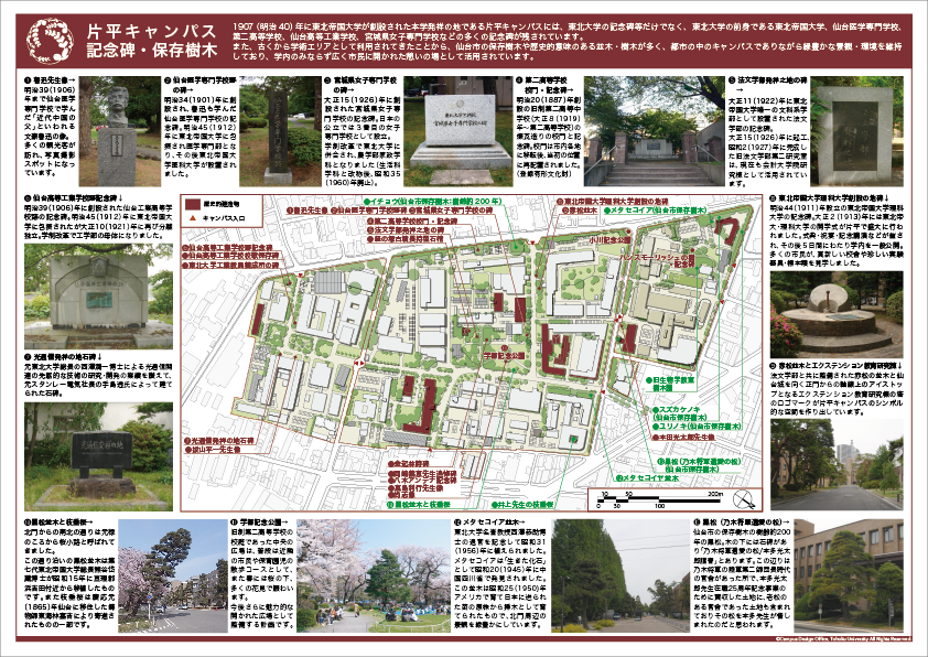 片平キャンパス記念碑・保存樹木